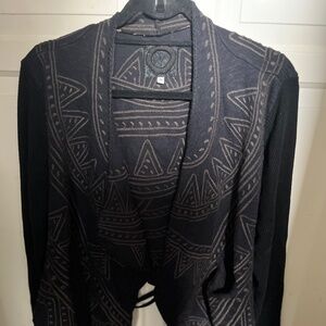 Johnny Was black embroidered LS black 100% cotton jacket XL